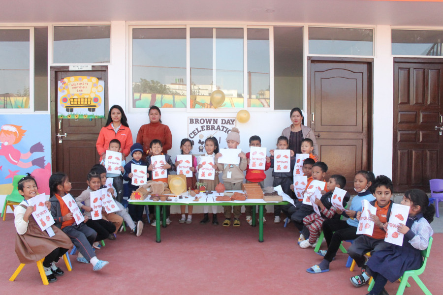 Students celebrating Brown Day Celebration in school