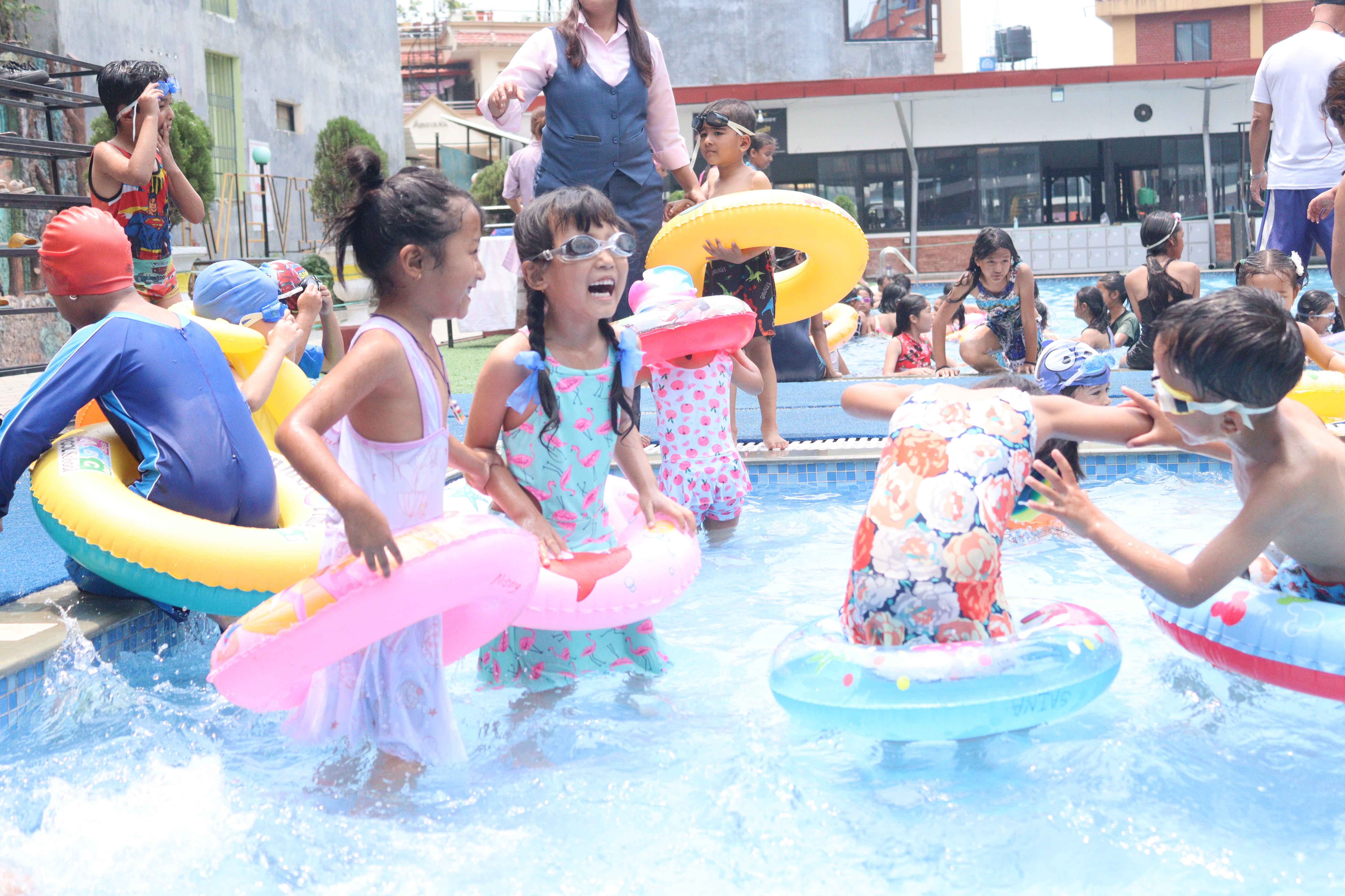 Students are swimming