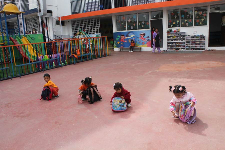 Students competing in sports events during school Sports Week