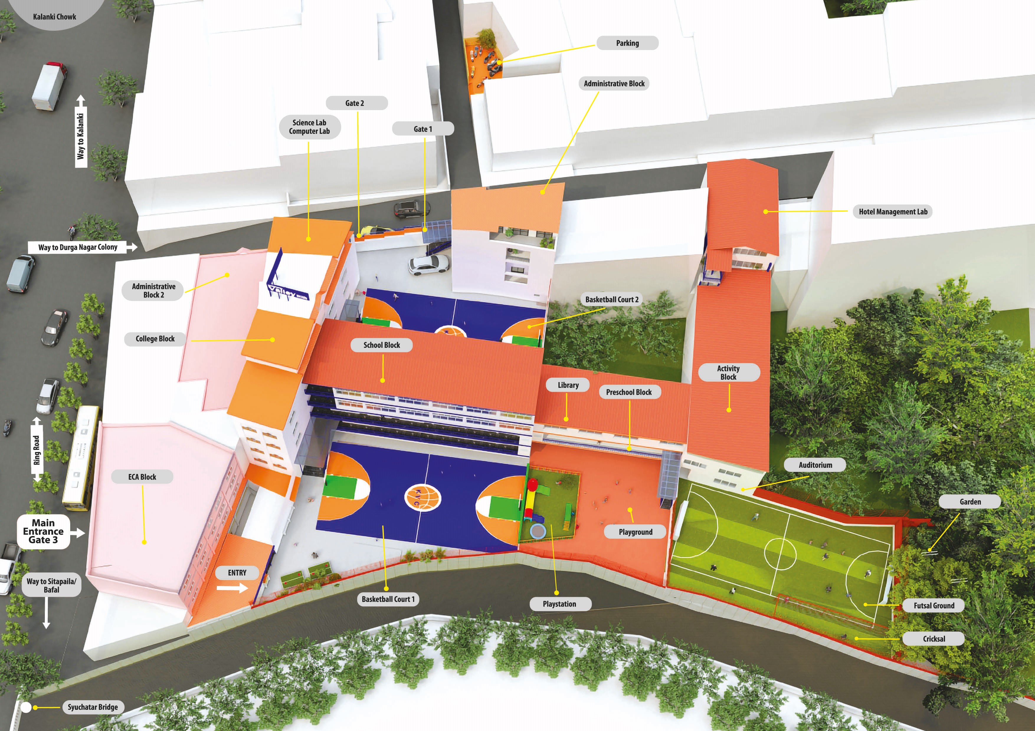 Kathmandu Valley School and College view in 3D