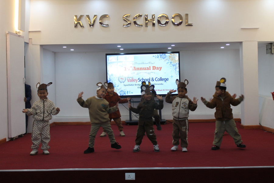Preschool students performing stage act during 15th Annual Day program