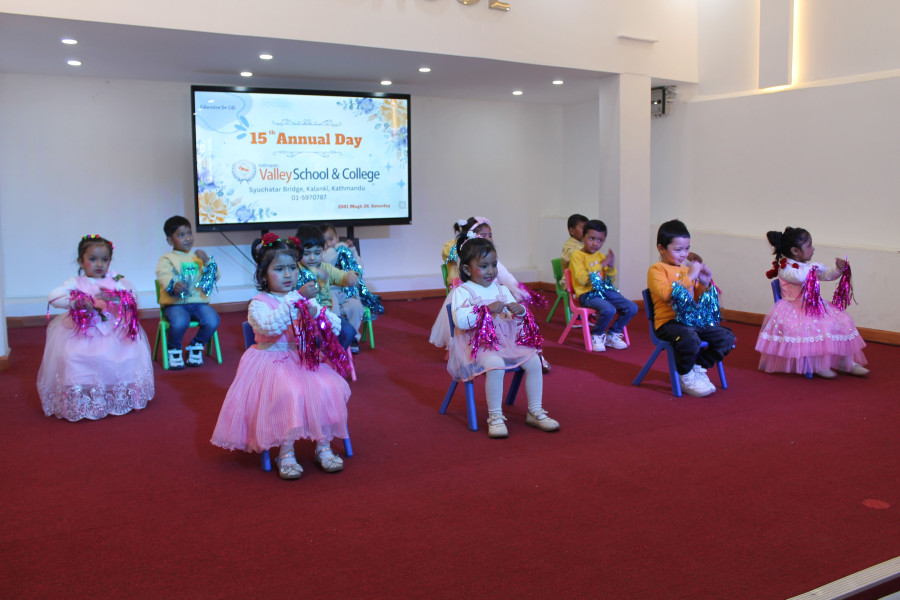 Stage performance by preschool kids at annual day celebration
