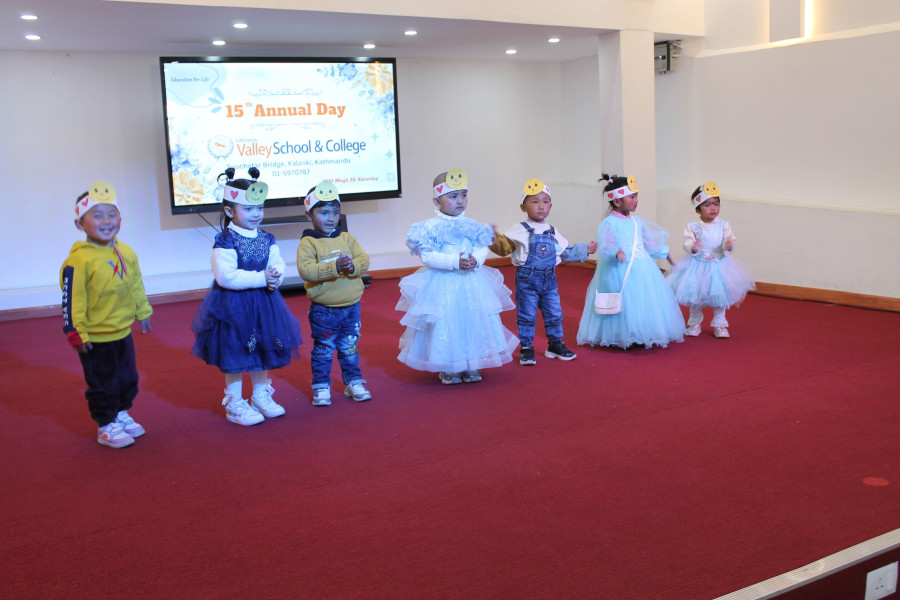 Preschool students participating in 15th Annual Day stage program